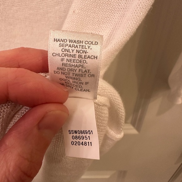 J. Jill XS White Linen Blend Embroidered Collar Chest Lightweight Sweater - Picture 12 of 13